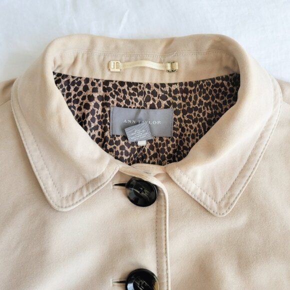 Ann Taylor Empire Waist Cotton Pea Coat Tan M - Picture 4 of 9